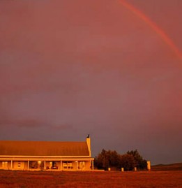 Great sunset with rainbow at RiverBend Lodge